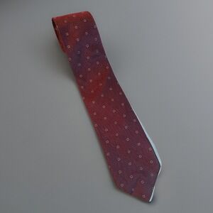 Tommy Hilfiger Red Silk Tie Men's Classic Micro Geometric Square Pattern